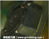 使用銀(Ag)鍍層的電源電感器(Power Inductors)，經(jīng)過(guò)推力測(cè)試后，零件端點(diǎn)上已經(jīng)看不到任何鍍層的痕跡了，所以其耐推力就比較小。