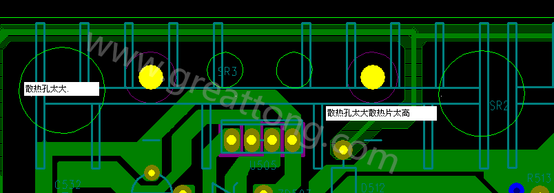 PCB設(shè)計(jì)中，散熱孔散熱片設(shè)計(jì)不當(dāng)，造成很多電源板斷裂