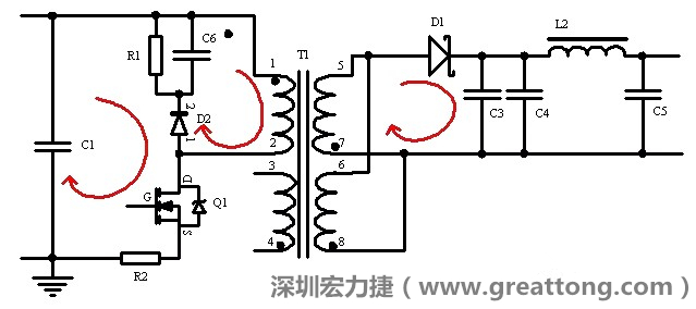 元件布局的時(shí)候，要優(yōu)先考慮高頻脈沖電流和大電流的環(huán)路面積，盡可能地減小,以抑制開(kāi)關(guān)電源的輻射干擾