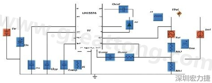 參考圖1的電流通路：把FET在導(dǎo)通狀態(tài)下流經(jīng)的通路標(biāo)記為紅色；把FET在關(guān)斷狀態(tài)下的迴路標(biāo)記為綠色。