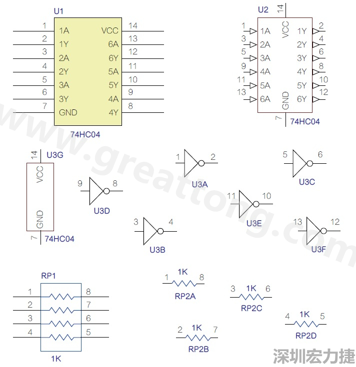 圖1 半導(dǎo)體元件供應(yīng)商所畫的電路圖符號是模擬元件的接腳圖，而非訊號流程。