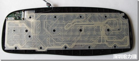 現(xiàn)在的電腦鍵盤拆開被蓋后就只看到一片約5mmx3mm的電路板及兩片取代原本電路板的PTF。