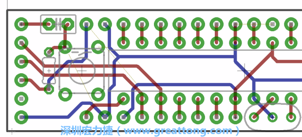 4.2. 然后在電路板的背面進(jìn)行布線(xiàn)。