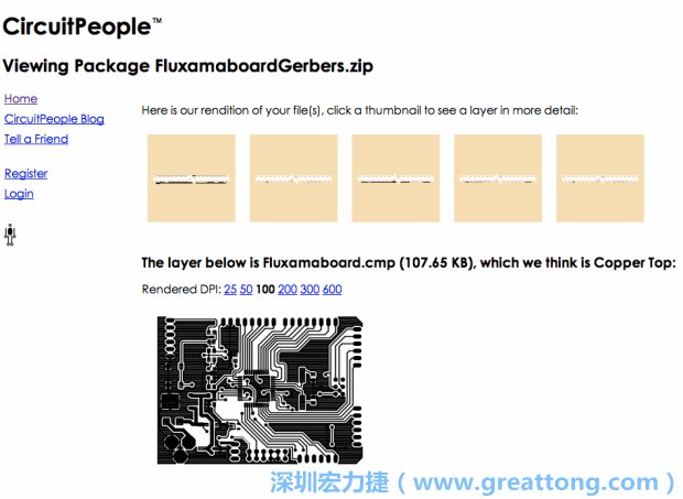 預(yù)覽Gerber格式中最簡(jiǎn)單的方式是使用來(lái)自Circuit People的免費(fèi)線上工具。