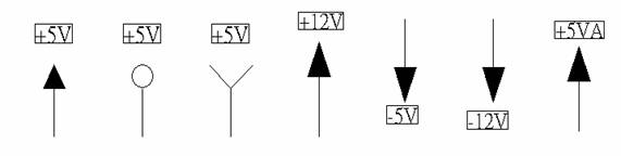 電源符號(hào)有下列幾種，可使用鍵盤 [Ctrl + Tab] 鍵切換：