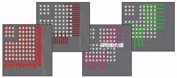 扇出及逃逸時(shí)布線是根據(jù)適用的設(shè)計(jì)規(guī)則來進(jìn)行的。