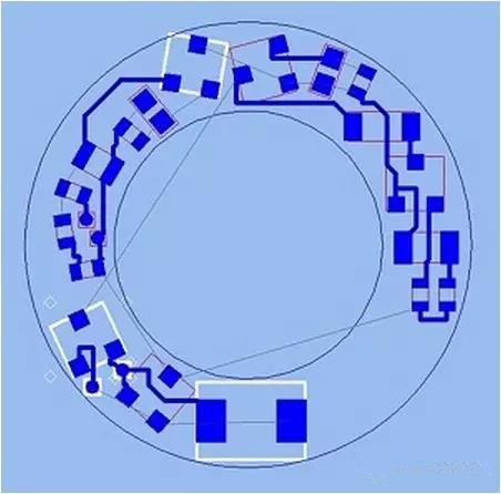 (b)基于最佳形狀的自動(dòng)布線器(完成了56.3%的導(dǎo)線布線)；